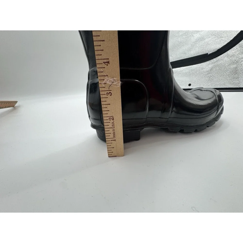 Hunter Original Short Gloss Black Mid Calf 6M Rain Boot Fisherman Preppy Marine